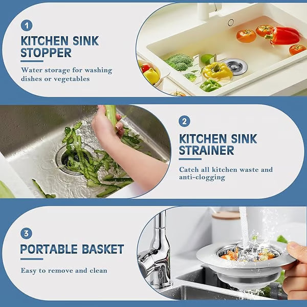 Upgraded 3 in 1 Kitchen Sink Drain Strainer