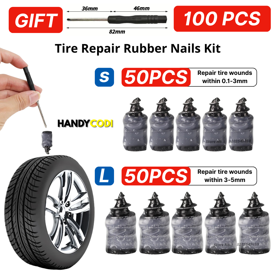 Tire Repair Rubber Nails Kit with 2 Sizes