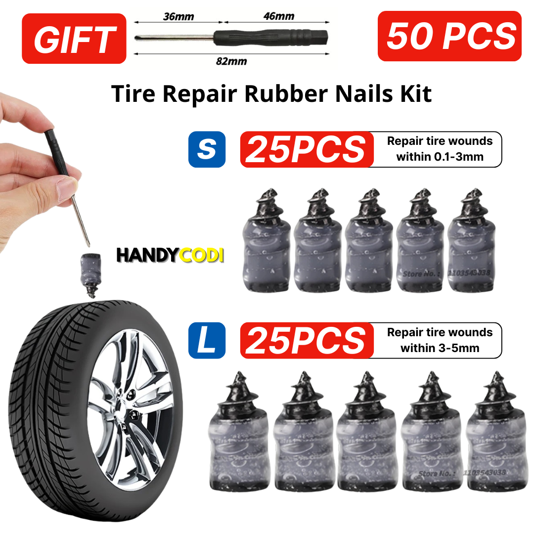Tire Repair Rubber Nails Kit with 2 Sizes