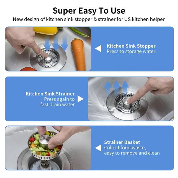 Upgraded 3 in 1 Kitchen Sink Drain Strainer